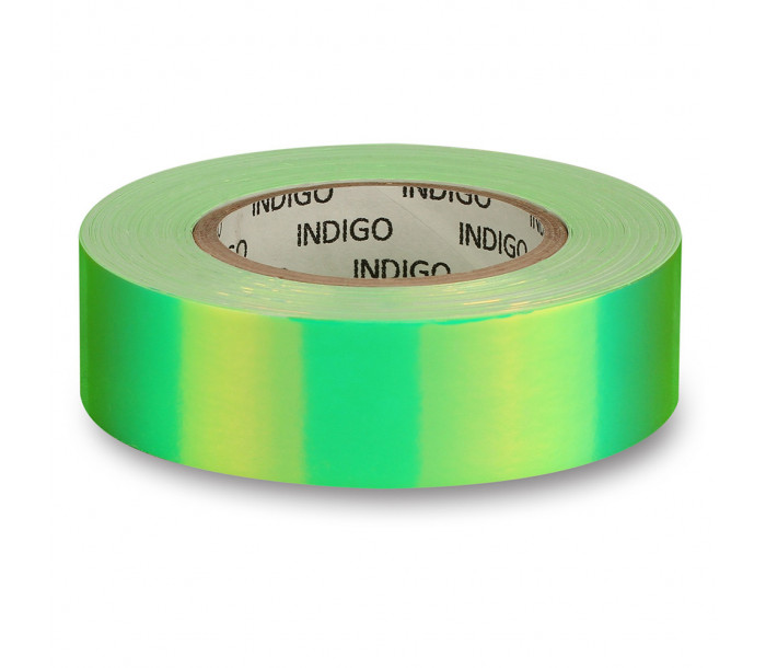 Обмотка для гимнастического обруча "INDIGO Rainbow", 20мм*14м, зеркальная, на подкладке, зелёно-жёлтый